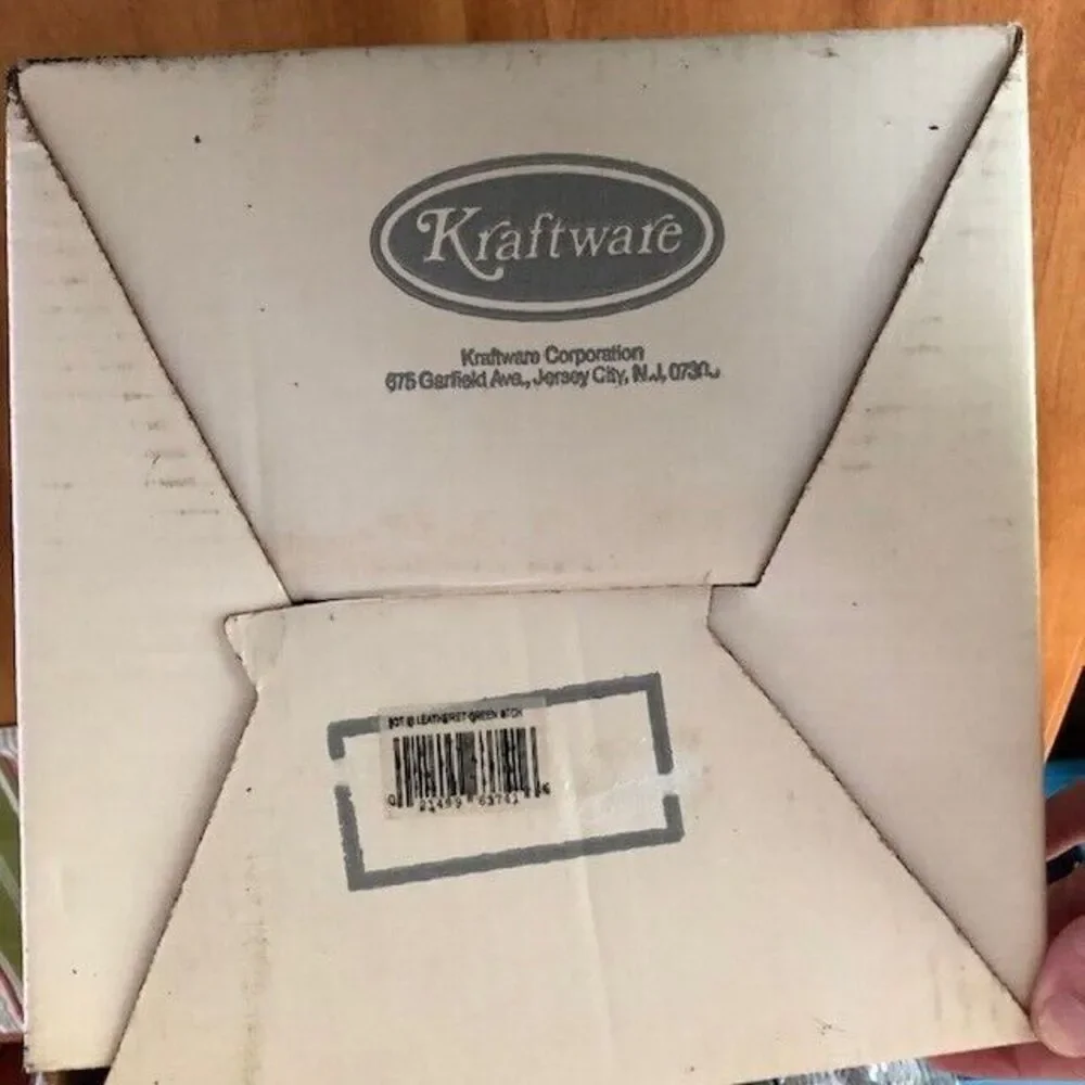 VINTAGE Elegance by Kraftware Green Faux Leather Wrapped Ice Bucket USA Box